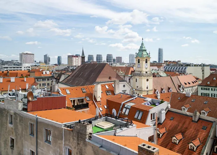 Daire Spacious Center Penthouse & Private Rooftop Terrace Bratislava